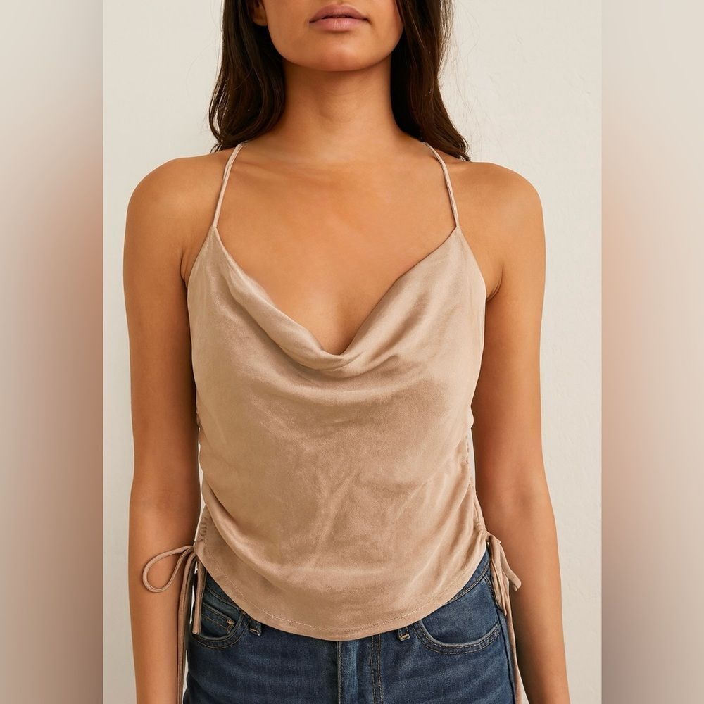 Do+Be Satin Draped Ruched Tank Top Women’s Small